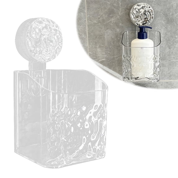 WUXIAB Suction Cup Shower Caddy,No-Drilling Bathroom Kitchen Wall Rack,Glacier Pattern Transparent Storage Organizer,Easy-Install No-Residue Smooth Surface Wall Shelf,Toiletries Kitchenware Storage