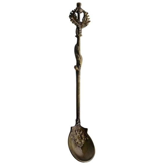 WUXIAB Vintage Tea Spoon,Decorative Coffee Spoon,Witch Theme Drink Mixing Spoon,Cold Treat Spoon,Vintage Royal Palace Carved Coffee Spoon,Antique Bronze Finish,for Tea,Dessert,Spices,12cm,Bronze