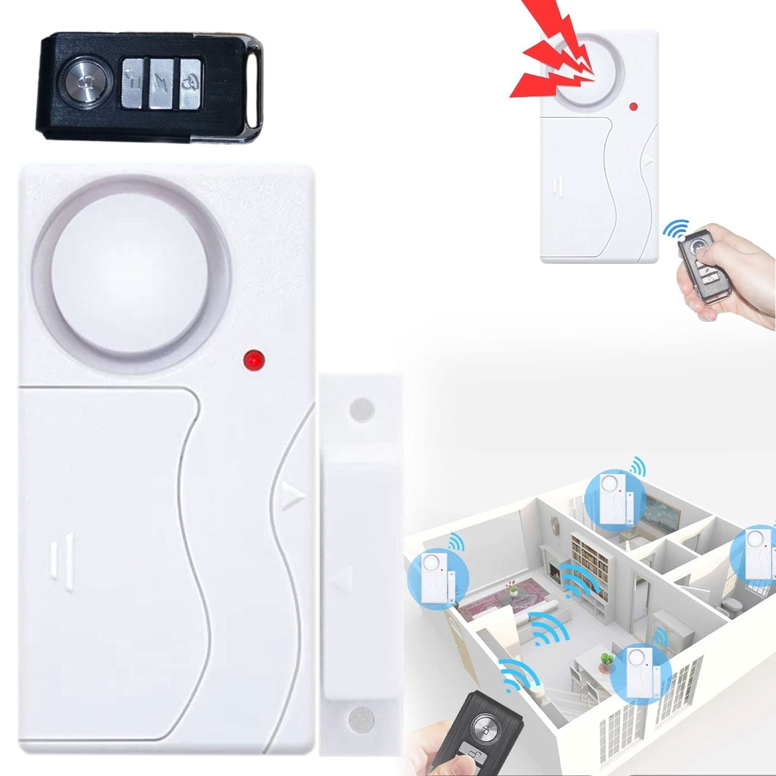 WUXIAB Wireless Door Alarm,Remote-Triggered Open Alarm,Loud Chime,Wide ...