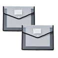 thumbnail image 1 of WUXIAB Workplace File Pouch,Clear View Envelope,Large File Wallet,Plastic Expandable File Organizer A4 Horizontal Black 2-Pack,Transparent Document Holder with Snap Closure,for Receipts/Paper/Bills, 1 of 5