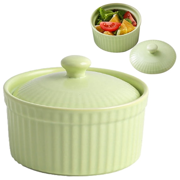 WUXIAB Ceramic Baking Ramekins With Lids,Oven-Safe Creme Brulee Cake Bowls,Airtight Food Storage Dishes,Microwave Dishwasher-Safe Individual Serving Bowls,Stackable Space-Saving Kitchen Ramekins