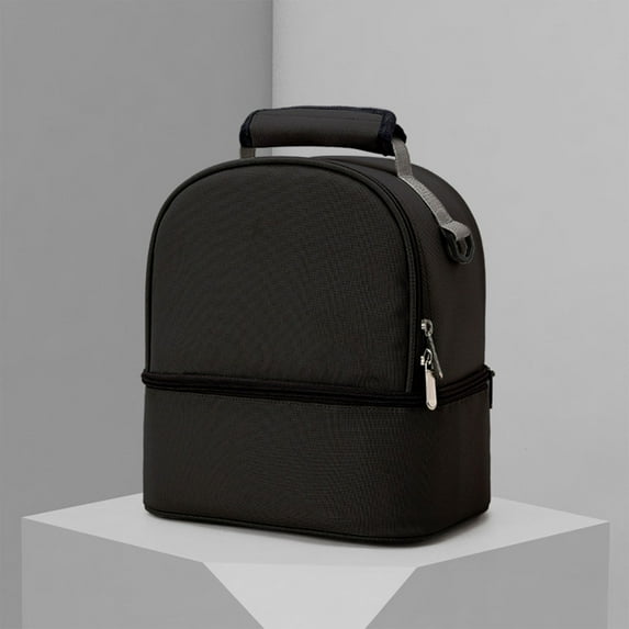 WUXIAB Double-Layer Bag,Portable Fresh-Keeping Breast Milk Bag,Maternity Commuting Travel Bag,Breast Bottle Essentials Organizer,Lightweight On-The-Go Mom Bag,Clean Separated Gear Storage Black