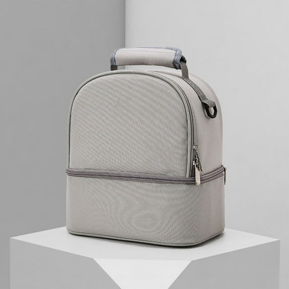 WUXIAB Double-Layer Bag,Portable Fresh-Keeping Breast Milk Bag,Maternity Commuting Travel Bag,Breast Bottle Essentials Organizer,Lightweight On-The-Go Mom Bag,Clean Separated Gear Storage Gray