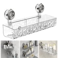 thumbnail image 1 of WUXIAB&nbsp;No-Drill Acrylic Bathroom Suction Storage,Powerful Suction Shower Caddy Shelf,Removable Hanging Storage Basket,Corner Rectangular Toiletries Organizer,Modern Acrylic Wall-Mounted Shelf, 1 of 9