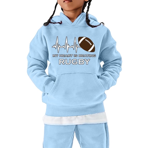 WUXIAN American Football Fans Sports Gift Sweatshirt Vintage Rugby Player Sports Kids Boys Girls Rugby Pullover Hoodie Toddler Baby Stylish Comfort Clothing