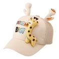 thumbnail image 1 of WUXIAN Baby Girls Sun Hats Baseball Hat Toddler Boy Girl Sun Protection Hat Cartoon Car And Animal Print Cotton Hats Summer Breathable Bucket Hats,Khaki,One Size, 1 of 3