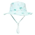 thumbnail image 1 of WUXIAN Baby Girls Sun Hats Cartoon Print Sun Hat Upf 50+ Outdoor Adjustable With Wide Brim Bucket Hats For Kids Toddler Beach Safari Hat,Light Blue,3-6 Years, 1 of 6