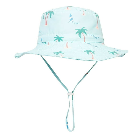 WUXIAN Baby Girls Sun Hats Cartoon Print Sun Hat Upf 50+ Outdoor Adjustable With Wide Brim Bucket Hats For Kids Toddler Beach Safari Hat,Light Blue,3-6 Years