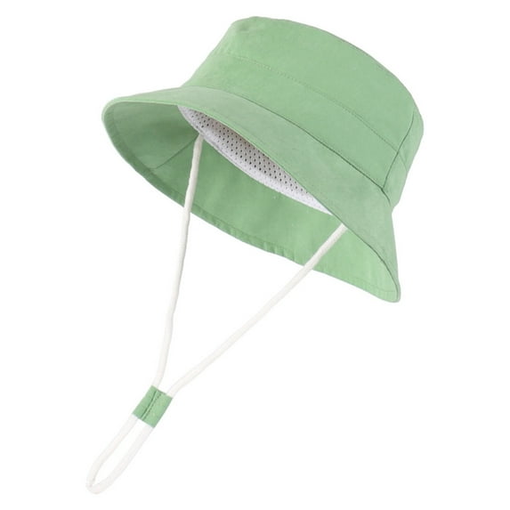 WUXIAN Baby Girls Sun Hats Sun Protection Upf50+ Bucket Hat Wide Brim Adjustable Bucket Summer Beach Play Fishing Hat,Green,1-2 Years