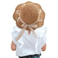 thumbnail image 1 of WUXIAN Boys Girls Sun Hats Straw Hat Summer Baby Sun Protection Hats Bowknot Beach Cap For Toddler Sun Caps,Khaki,S, 1 of 5