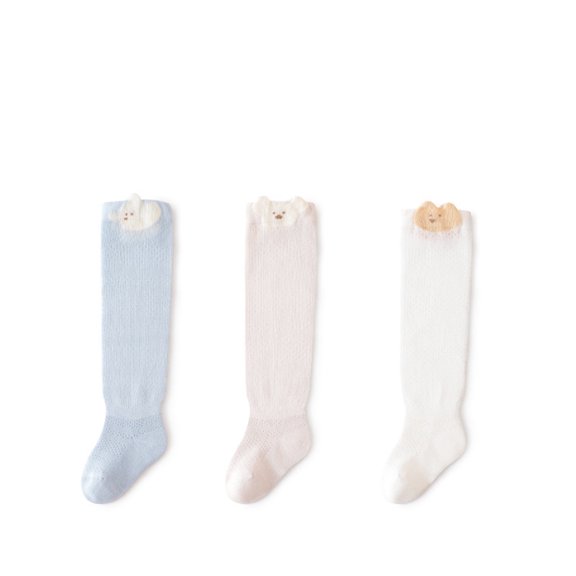 WUXIAN Baby Socks Knee High Socks 3 Pairs Cartoon Animal Pattern Long Stockings Casual Dress Socks,Multicolour1,6-12 Months