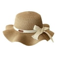 thumbnail image 1 of WUXIAN Baby Sun Hats Straw Hat Sun Bucket Hat Summer Girls Beach Hats Adjustable Wide Brim Bow Safari Hat,Khaki,52, 1 of 4