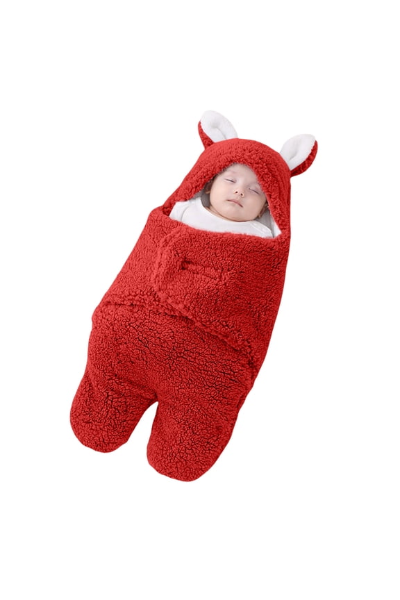 Baby Swaddle Bag Unisex Solid Color Wrap Sleeping Sack Baby Swaddle Bag Hat Baby Care,Red,0-3M
