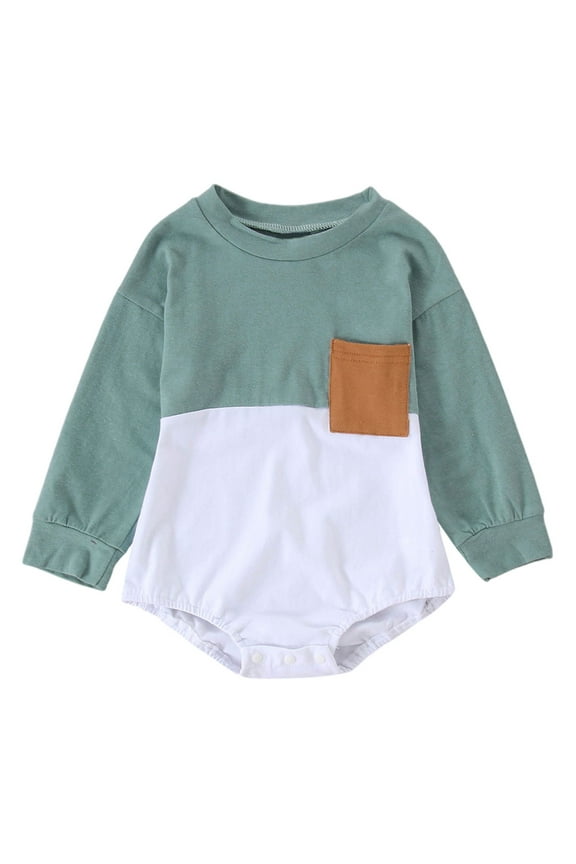 Boys Girls Long Sleeve Color Matching Style Pullover Romper Sweatshirt Bodysuits Onesie Toddler Baby Leisure Festival Clothing