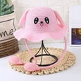thumbnail image 1 of WUXIAN Boys Girls Sun Hats Summer Rabbit Ear Moving Jumping Straw Sun Hat Cute Funny Fisherman Hat Summer Beach Bucket Hats,D,One Size, 1 of 2