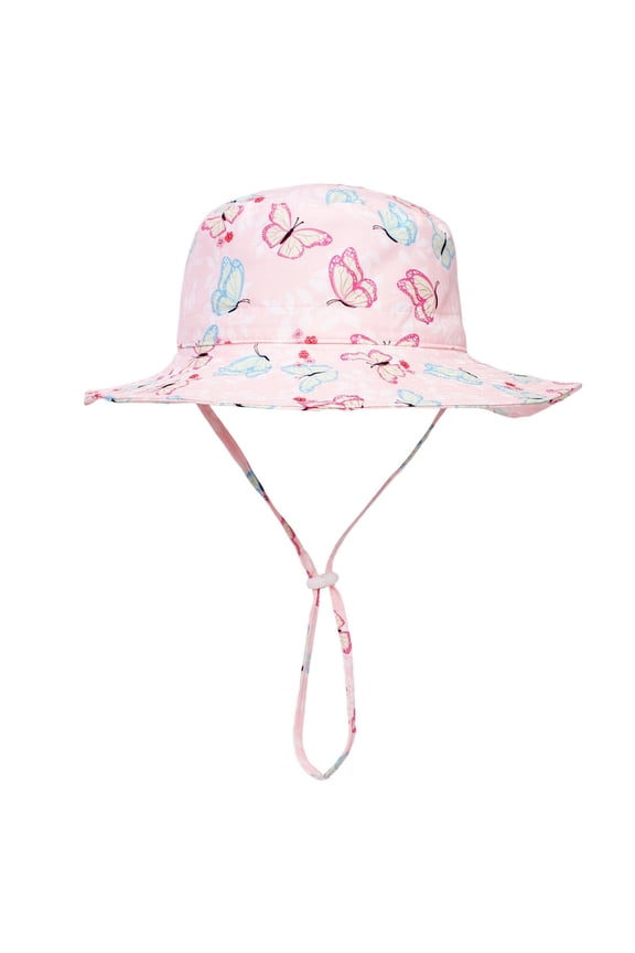 Boys Kids Sun Hats Cartoon Print Sun Hat Upf 50+ Outdoor Adjustable With Wide Brim Bucket Hats For Kids Toddler Beach Sun Caps,Light Pink,3-6 Years