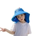 thumbnail image 1 of WUXIAN Boys Kids Sun Hats Uv Protection Summer Hat Beach Play Hats Wide Brim Neck Flap Mesh And Adjustable Chin Strap Bucket Hats,Dark Blue,One Size, 1 of 6