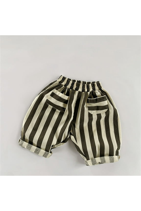 Boys Pants Baby Minimalist Striped Daily Elastic Waist Wide Leg Lightweight Pants Toddler Comfort Pants