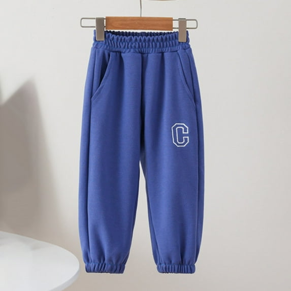 WUXIAN Boys Pants Plain Drawstring Casual Pull On Jogger Flexible Ankle-Tied Soft Kids Leisure Pants