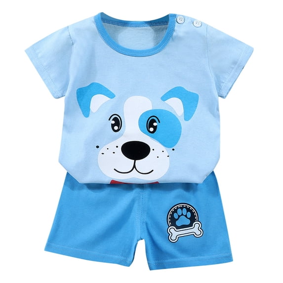 WUXIAN Boys Set Summer T Shirt Set Infant Short Sleeved Shorts Breathable Two Piece Set Kids Stylish Outfits