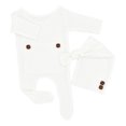 thumbnail image 1 of WUXIAN Child Baby Photography Prop Footed Romper Button Overalls Hat Set Trendy Streetwear, 1 of 5
