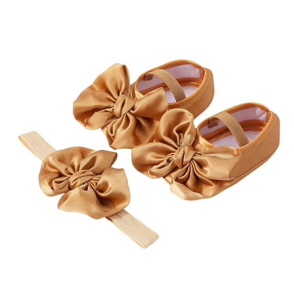 WUXIAN Child Baby Shoes With Hair Band Fashion Soft Soled Shoes Versatile Dress Flower Shoes Breathable Footwear
