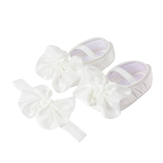 WUXIAN Child Baby Shoes With Hair Band Fashion Soft Soled Shoes Versatile Dress Flower Shoes Soft Baby Footwear