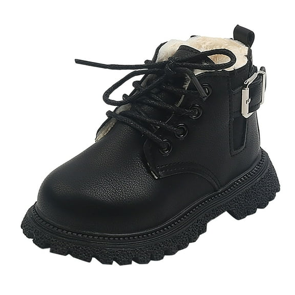 WUXIAN Child Boys Girls PU Lace Shoes Fashion Mesh Lace Boots Shoes Non- Breathable Boots Shoes Versatile Footwear
