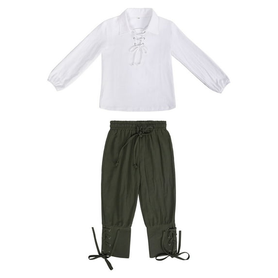 WUXIAN Child Boys Sets Shirt Ankle Pants Scottish Jacobite Tops And Trousers Relaxed Fit Streetwear