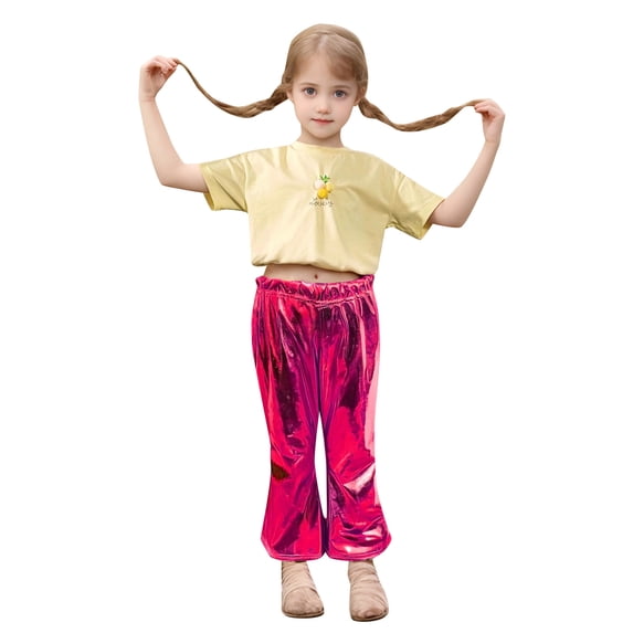 WUXIAN Child Bright Flared Pants Dance Folk Dance Fishtail Pants Trousers Stylish Baby Streetwear
