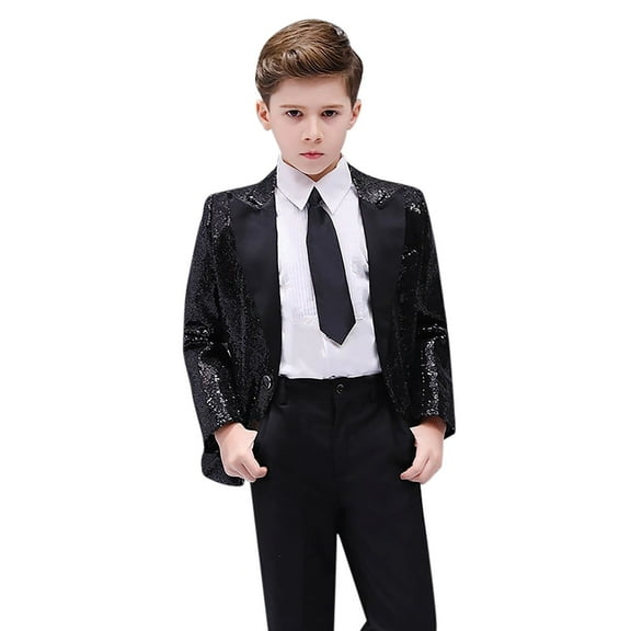 WUXIAN Child Elegant Boys Red Sequin Jacket Ideal For Weddings Parties And Cozy Streetwear