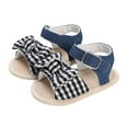 thumbnail image 1 of WUXIAN Child Girls Sandals With Polka Dot Bow And Flat Bottom Lightweight Open Toe Breathable Of Newborn First Walking Shoes, 1 of 8