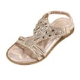 thumbnail image 1 of WUXIAN Child Little Girl Princess Sandals Shoes Rhinestone Slingback Sandals Elastic Ankle Strap Casual Bohemian Beach Shoes Breathable Footwear, 1 of 9