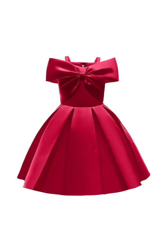 Child Little Girls Elegant Dress Off Shoulder A-Line Casual Party Dresses Lovely Baby Dailywear