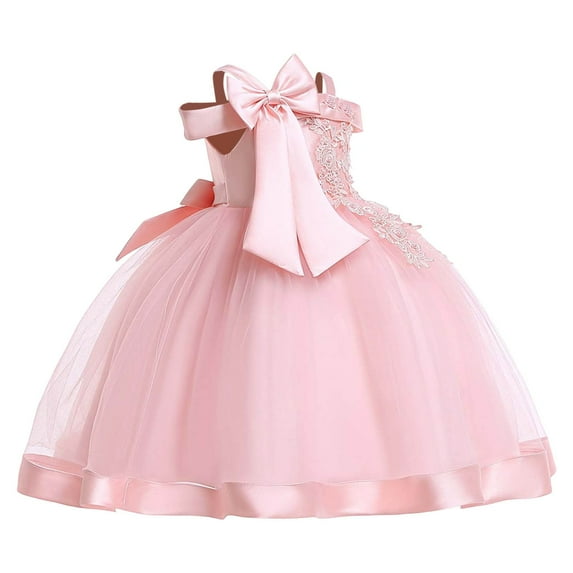 WUXIAN Child Little Girls Off Shoulder Bow Evening Gown Princess Pageant Dress For Birthday Parties & Stage Performances Baby Leisure Streetwear