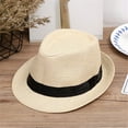 thumbnail image 1 of WUXIAN Child Summer Beach Straw Hat Jazz Panama Trilby Fedora Hat Gangster Cap Cozy Streetwear, 1 of 2