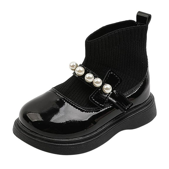 WUXIAN Child Winter Girls Fashionable Leather Shoes Woven Mouth Dance Shoes Baby Leisure Footwear
