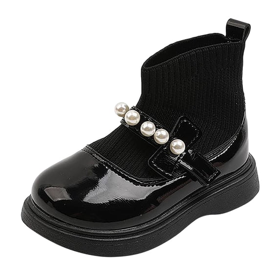 WUXIAN Child Winter Girls Fashionable Leather Shoes Woven Mouth Dance Shoes Cute Footwear
