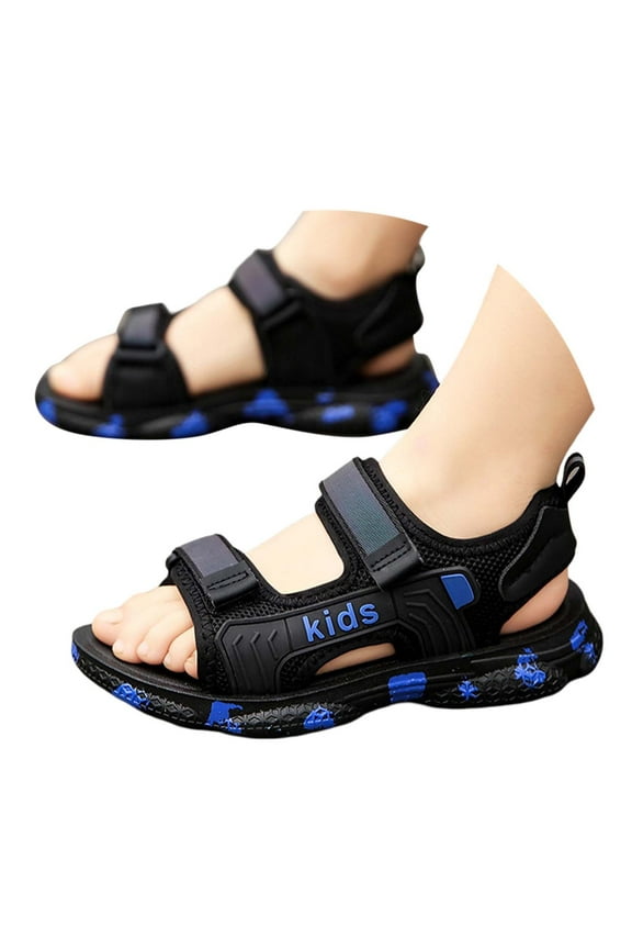 Children Boys Sandals Comfortable Hook And Loop Strap Open-Toe Outdoor Walking Shoes For Daily Wear And Play Beach Shoes, Blue