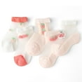 thumbnail image 1 of WUXIAN Girls Baby Socks 5 Pairs Mesh Thin Socks Cotton With Cartoon Print Kids Toddler Soft Multicolor Ankle Socks,Pink,5-7 Years, 1 of 2