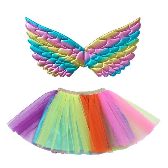 WUXIAN Girls Dress Mesh Ballet Skirts Suitable For Holiday Parties Dance Performances With Wing Puffy Skirt Cute Dresses
