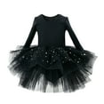 thumbnail image 1 of WUXIAN Girls Dresses Ballet Tutu Dresses Long Sleeve Shiny Tulle Leotard Ballerina For Performance Dance Dress,Black,S-100, 1 of 2