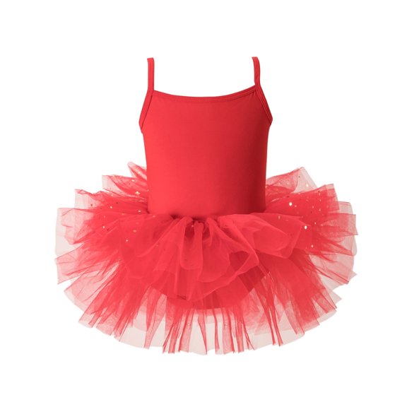 WUXIAN Girls Dresses Ballet Tutu Dresses Strap Shiny Tulle Leotard Ballerina For Performance Dance Skirt,Red,XS-90