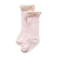 thumbnail image 1 of WUXIAN Girls Infant Socks Ruffle Socks With Lace Trim Eyelet Frilly Solid Color Cute Cotton Dress Crew Socks,Light Pink,0-1 Years, 1 of 5