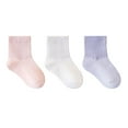 thumbnail image 1 of WUXIAN Girls Kid Socks Ankle Socks 3 Pairs Baby Cotton Color Block Socks Kids Comfortable Casual Socks,Light Pink,0-6 Months, 1 of 2