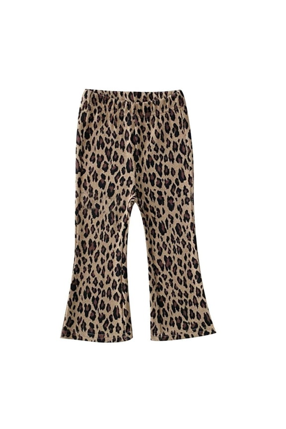 Girls Pants Baby Knitted Leopard Print Lightweight Flexible Joggers Infant Flared Pants Children Lovely Leggings