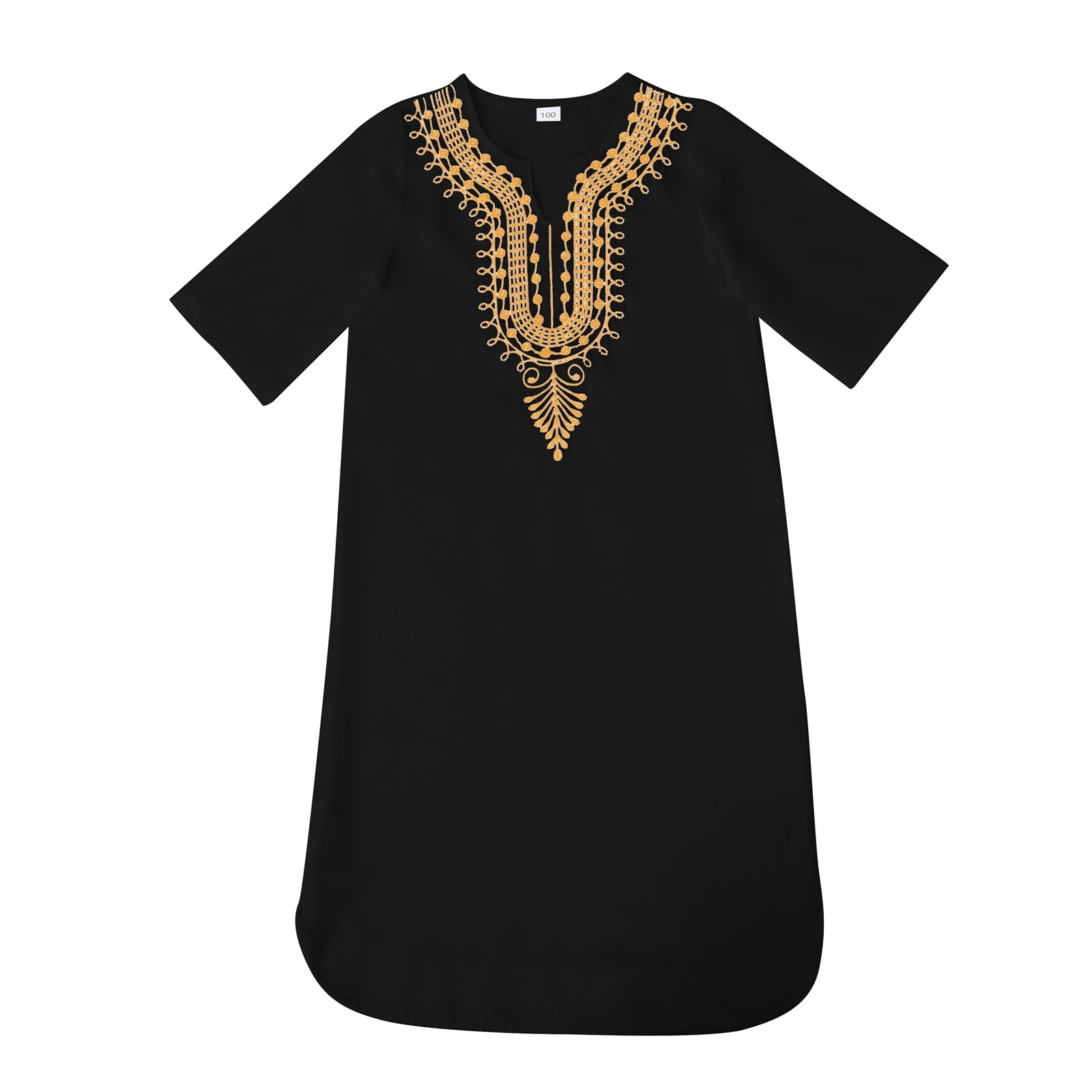 slim fit dress slacks African Embroidery Short Sleeve Dashiki (Gold Thread) - 002 main image 0