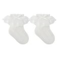 thumbnail image 1 of WUXIAN Infant Socks Ruffle Soft Double Frilly Lace Socks Kids Cute Ankle Cotton Dress Socks,White,4-5 Years, 1 of 5