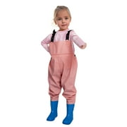 WUXIAN Kids Boys Girls Chest Waders Youth Fishing Waders For Toddler Children Waterproof Fishing Waders With Boots Baby Clothes Cozy Dailywear