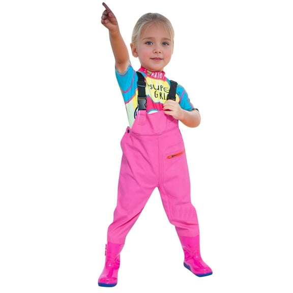 WUXIAN Kids Boys Girls Chest Waders Youth Fishing Waders With Pocket For Toddler Children Waterproof Fishing Waders With Boots Baby Clothes Soft Dailywear
